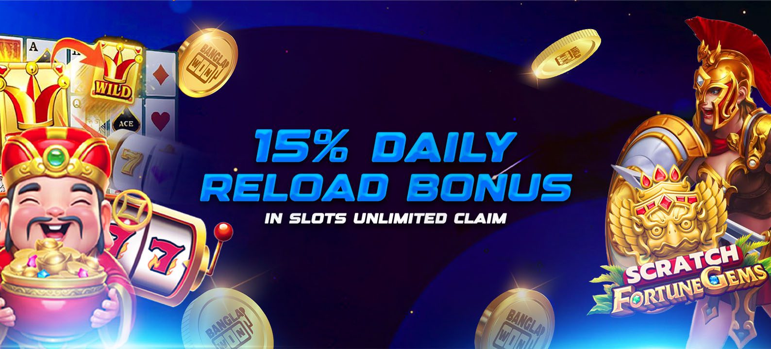 15% Daily Reload Bonus in Slots with Unlimited Claim