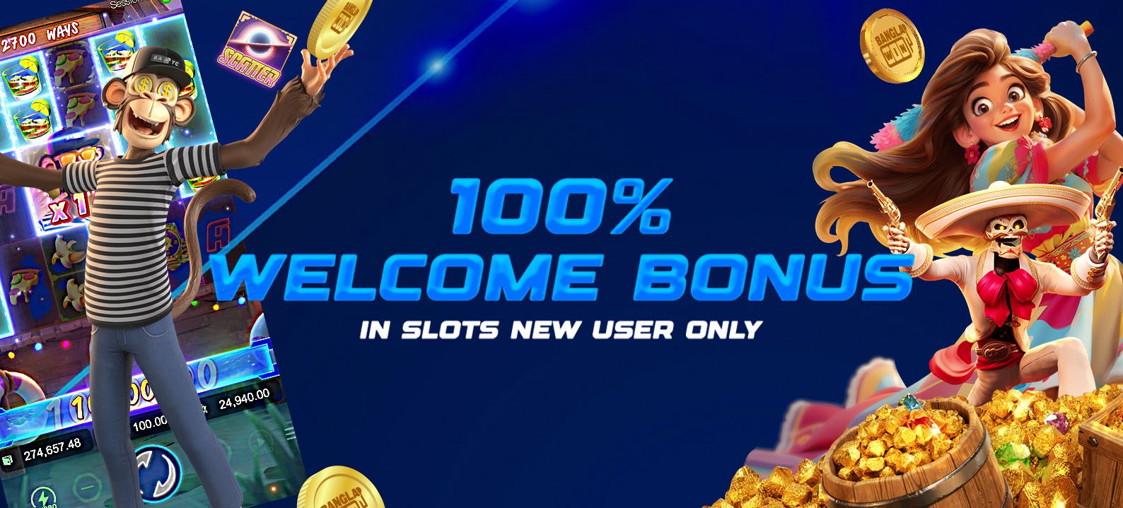 100% Welcome Bonus in Slots, for New User Only