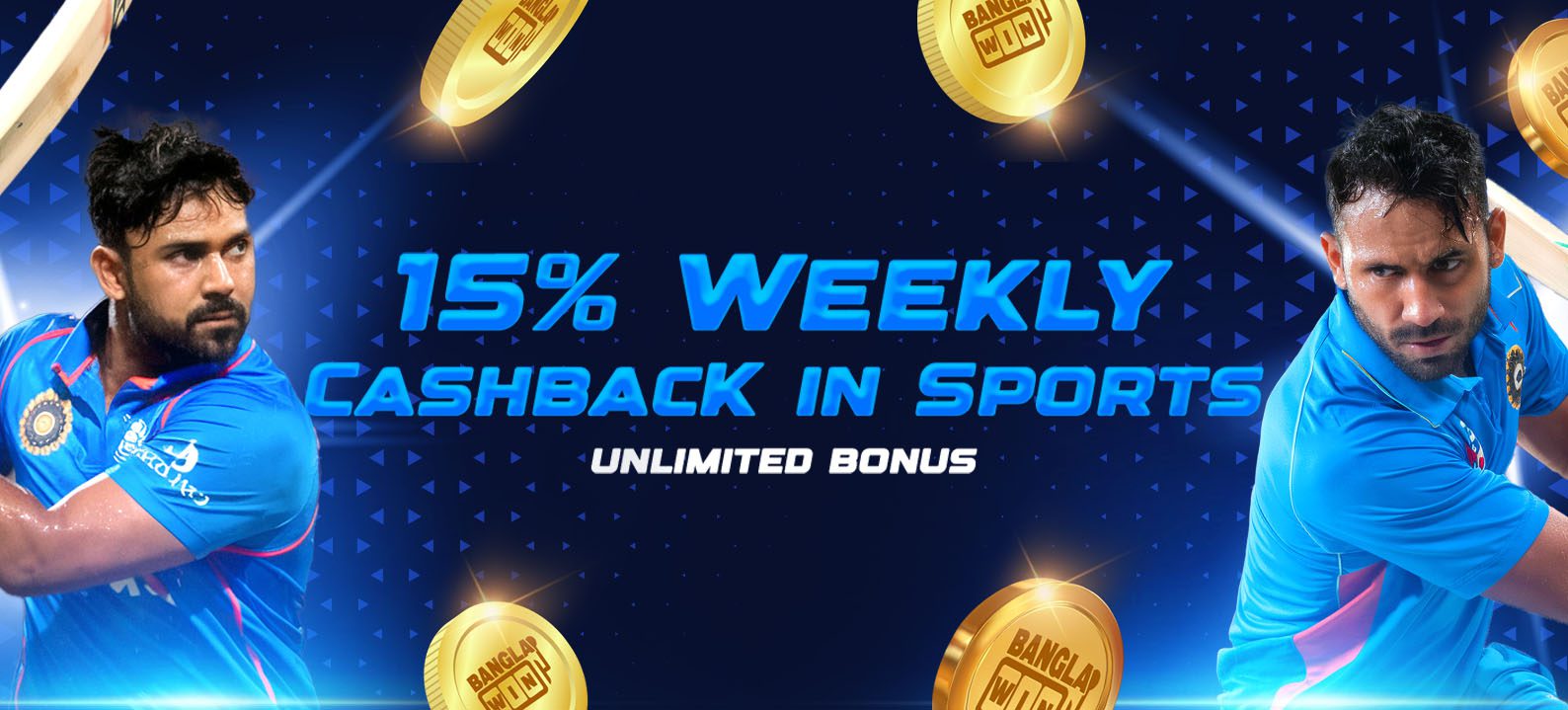 15% Weekly Cashback in Sports. Unlimited Bonus!